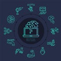 A large collection of linear icons robotic artificial intelligence and digital automation isolated in the background Royalty Free Stock Photo