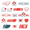 Large collection of Love, Mail and Envelope icons Royalty Free Stock Photo