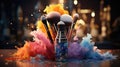 a large collection of make up brushes and paints Royalty Free Stock Photo