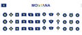 Large collection of Montana flags of various shapes and effects