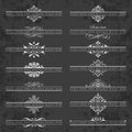 Large collection of ornate headpieces on a chalkboard background