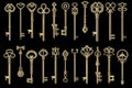 Large collection of silhouettes of retro keys of different styles Royalty Free Stock Photo