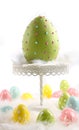 Large colored easter egg with feathers