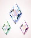 Large colored jewelery diamonds with rhinestones and bright shine Royalty Free Stock Photo