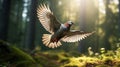 Brown Pigeon Flying Through Woods Capturing The Essence Of Nature