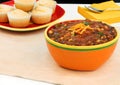 Large, colorful bowl of vegetarian chili Royalty Free Stock Photo