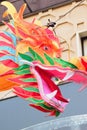 Large colorful Chinese Dragon decoration at China town in Yokohama, Japan