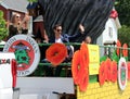 Floats carrying people down the main streets during All Things OZ Parade, Chittenango, New York, 2018