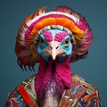 Vibrant And Surreal Fashion: Colorful Turkey Portrait Inspired By Filip Hodas