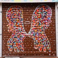 Colourful Butterfly Graffiti on Roller Door, Athens, Greece Royalty Free Stock Photo