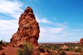 Large column of rock standing over an open plain in Utah Royalty Free Stock Photo