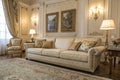 Big sofa in classic interior Royalty Free Stock Photo