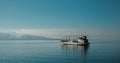 Large commercial fishing vessel in the sea. Big fishing ship in the sea in the coast of Albania. Deep sea fishing Royalty Free Stock Photo