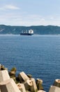 Large Commercial Ship in Baie Comeau Quebec Canada Royalty Free Stock Photo