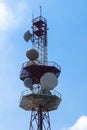 A large communication tower with many GSM and internet antennas, Germany Royalty Free Stock Photo