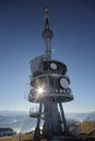 A large communication tower in the mountains Royalty Free Stock Photo