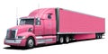 A large, completely pink American truck Western Star. Royalty Free Stock Photo