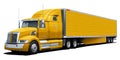 A large, completely yellow American truck Western Star. Royalty Free Stock Photo