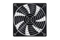 Large computer fan with silver grill, isolated on a white background with a clipping path. Royalty Free Stock Photo