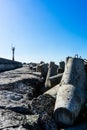 Large concrete breakwaters to protect from storm surges.