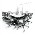 Large conference room featuring a long table and ergonomic chairs Royalty Free Stock Photo