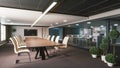 Modern interior of meeting room in office.3d illustration Royalty Free Stock Photo