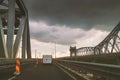 Large congestion and stormy weather on the highway of the sun in Romania Royalty Free Stock Photo