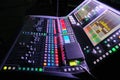 Large console Sound System Control Music Panel mixer Operating Light nightclub Royalty Free Stock Photo