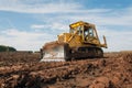 Large construction bulldozer at a construction site