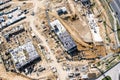 Large construction site from above. construction of new residential buildings. aerial top view Royalty Free Stock Photo