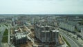 Large construction site. Construction of modern multi-storey residential buildings. Construction of apartment buildings from concr