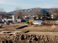 Large construction site for the extension of a nursery school in Senas in the Bouches du Rhone department in France