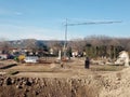 Large construction site for the extension of a nursery school in Senas in the Bouches du Rhone department in France