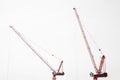 Large construction site including several cranes working on a building complex Royalty Free Stock Photo