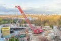 Large construction site in Kiev with cranes and equipment, Ukraine Royalty Free Stock Photo