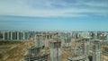 Large construction site. Construction of modern multi-storey residential buildings. Construction of apartment buildings from concr