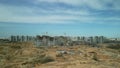 Large construction site. Construction of modern multi-storey residential buildings. Construction of apartment buildings from concr