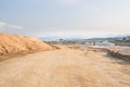 Large construction site with worm sunrise Royalty Free Stock Photo