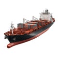 Large container cargo ship sailing on white background container ship freight ship Royalty Free Stock Photo