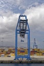 A large Container Crane stands by on the Quay of the Container Port of Las Palmas