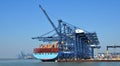 Large Container Ship being loaded at Felixstowe Port.