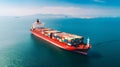 a large container ship carrying colorful containers in the ocean sea by Generative AI