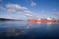 Large container ship in a dock at Klaipeda harbour