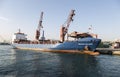 Large container ship in a dock at port, Haydarpasa, Istanbul Royalty Free Stock Photo