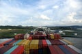 Large container ship entering Cocoli Locks, Panama Canal.
