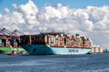 Large container ship entering Port Royalty Free Stock Photo