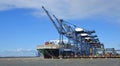 Large Container Ship `Ever Given` being loaded at Felixstowe Port.