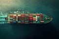 A large container ship is floating on a body of water Royalty Free Stock Photo