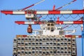 Large Container ship loaded with refrigerated containers.