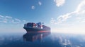 A large container ship navigating through calm waters under a clear blue sky Royalty Free Stock Photo